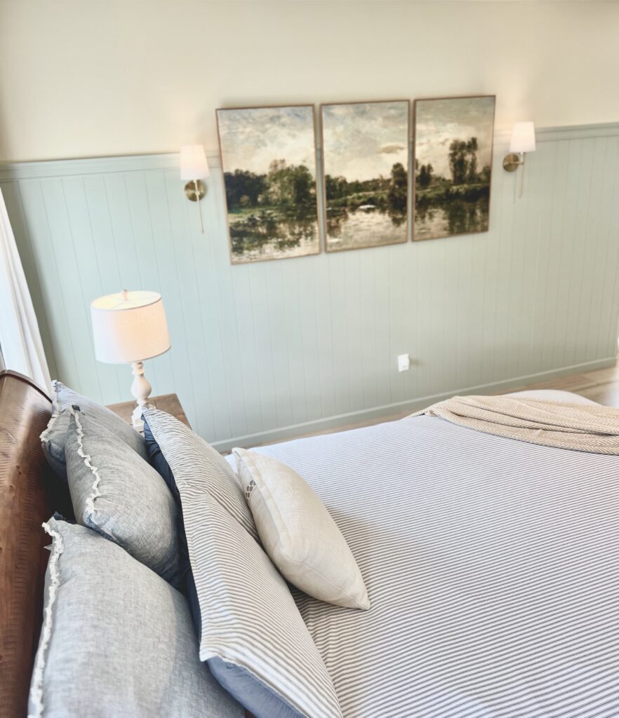 Bed made up for guests
