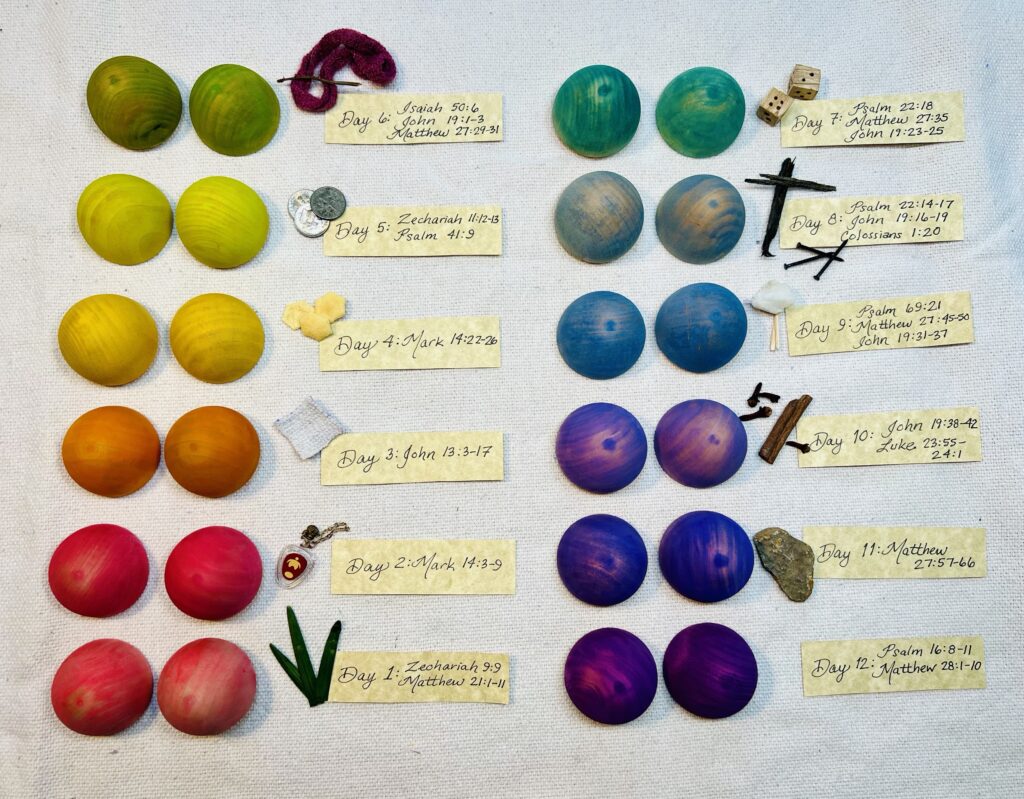 Colorful Wooden Eggs with Verses and Items