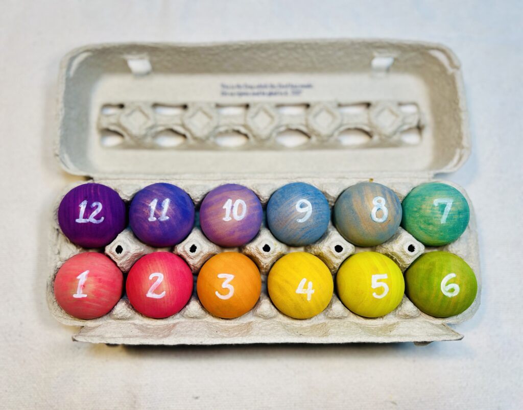 Numbered Colorful Eggs in Carton